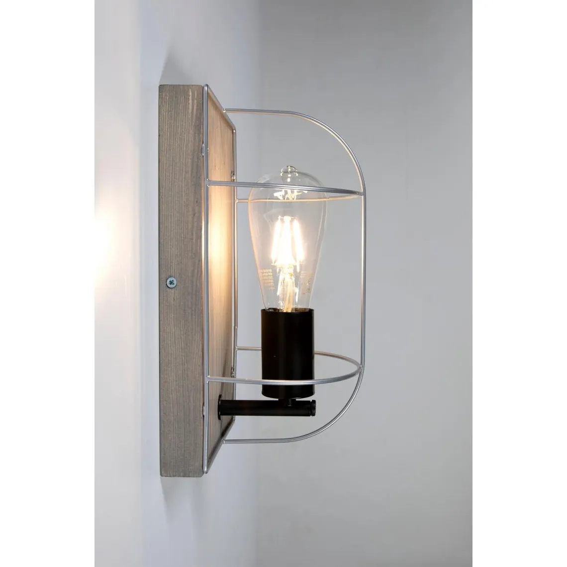 Applique Netuno 1xE27 Max 15W Led Gris Pin teinté/Noir/Argent  | 3 Suisses