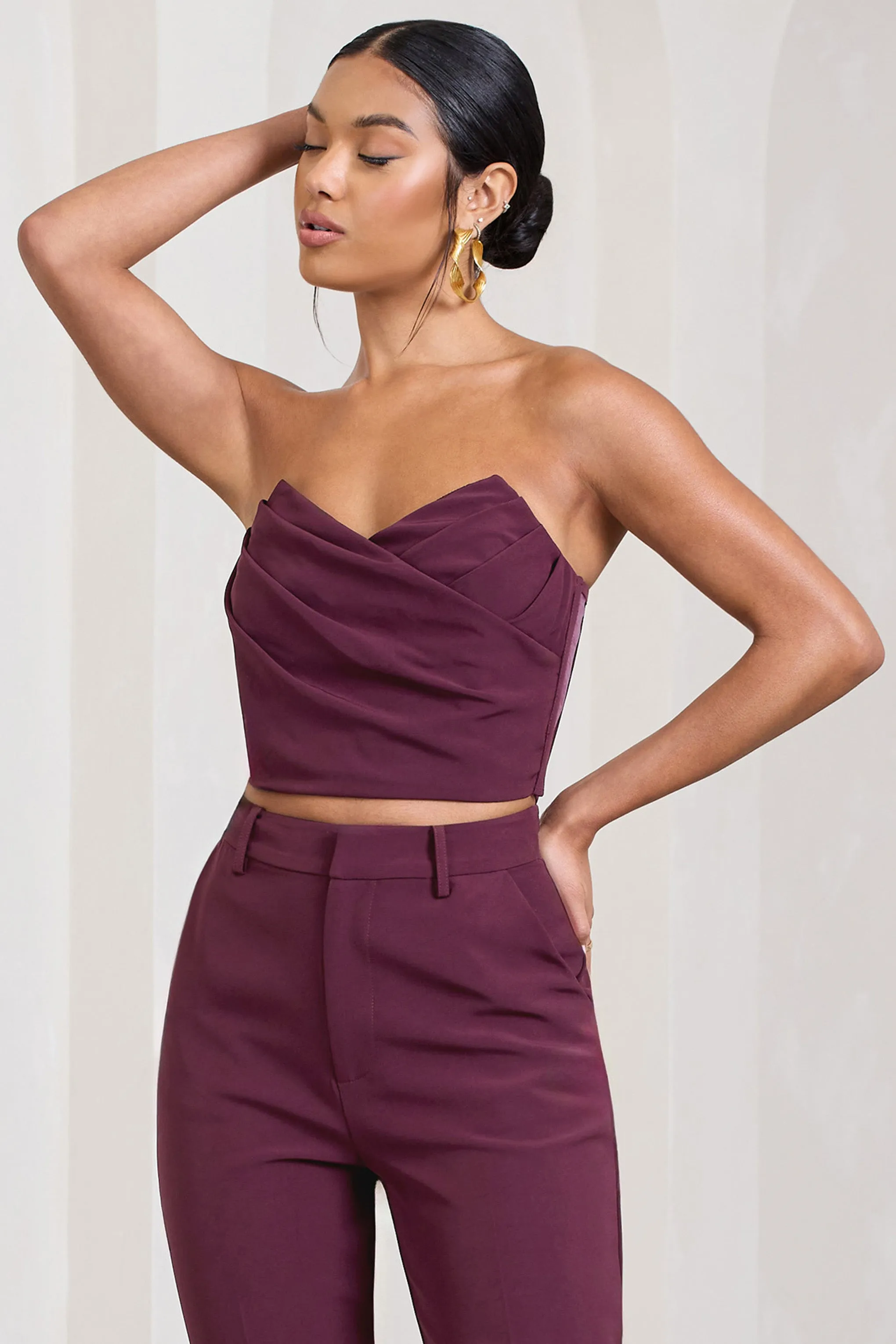 Arianna | Crop top rouge bordeaux en bandeau