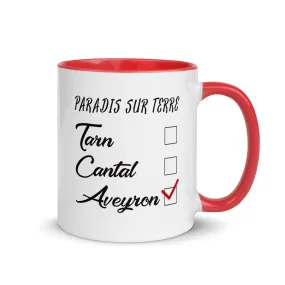 Aveyron Paradis sur terre - Mug Tasse Couleur intérieure Rouge