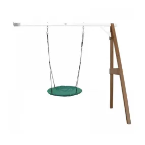 AXI Portique mural en Bois FSC Marron / Blanc avec Balançoire Nid d’Oiseau Enfant 100 cm Summer | Balançoire ronde pour le jardi