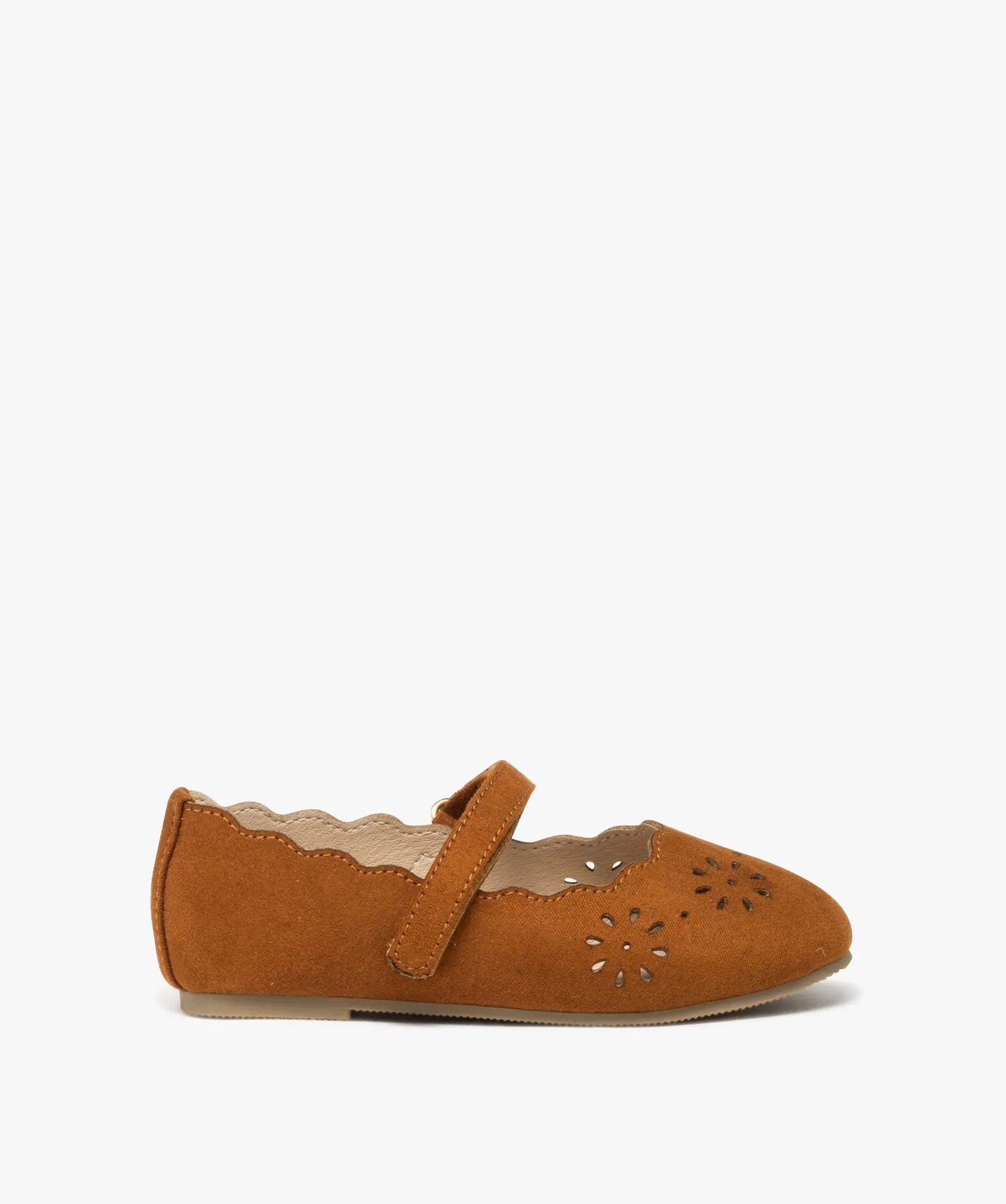 ballerines fille unies a motifs ajoures et bride scratch orange ballerines