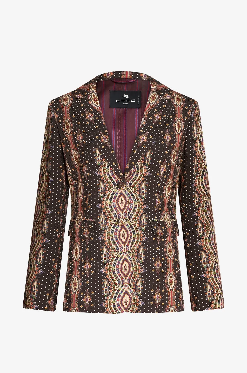 Blazer souple à boutonnage simple imprimé pois et Médailles Paisley
