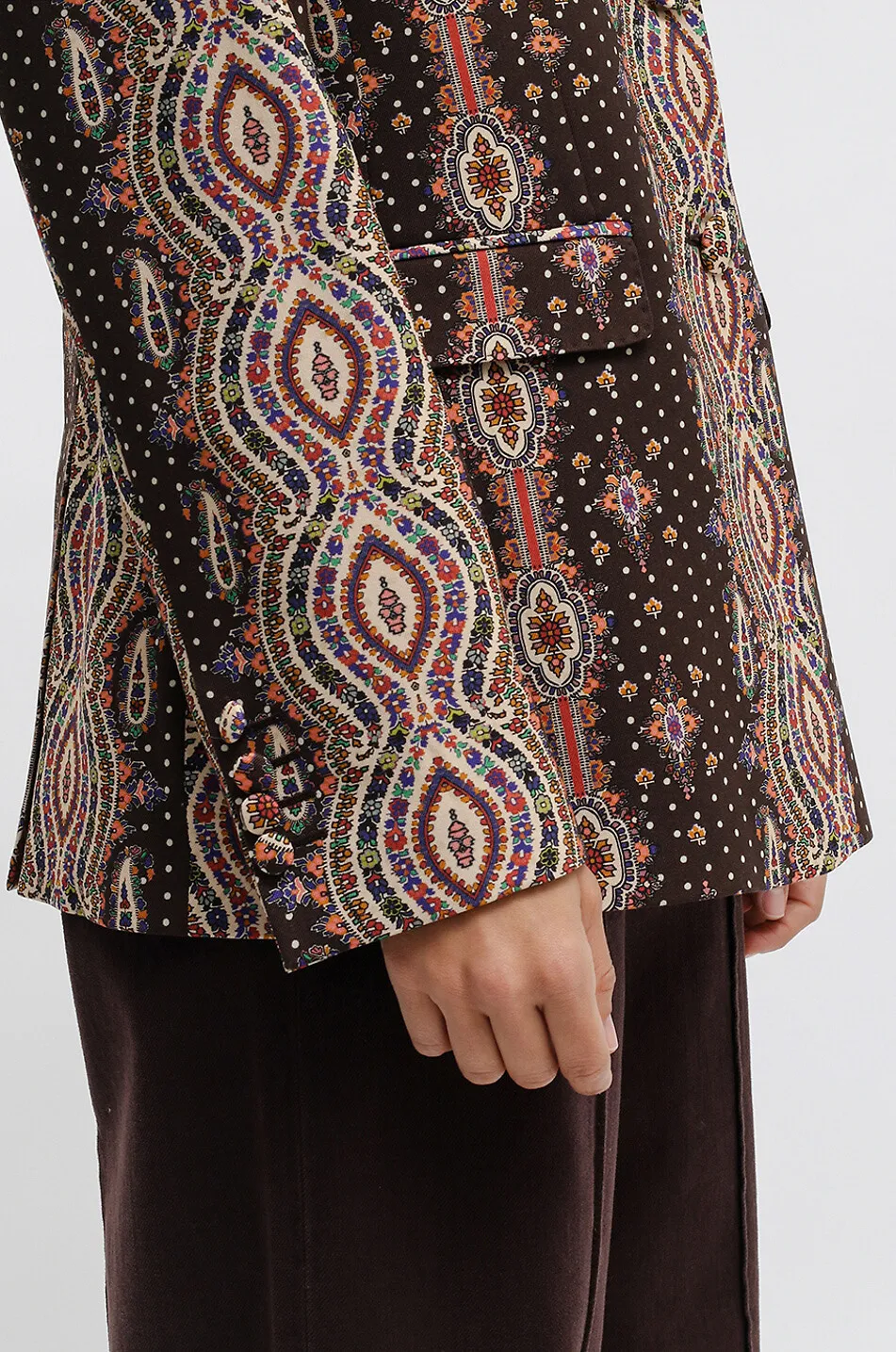 Blazer souple à boutonnage simple imprimé pois et Médailles Paisley