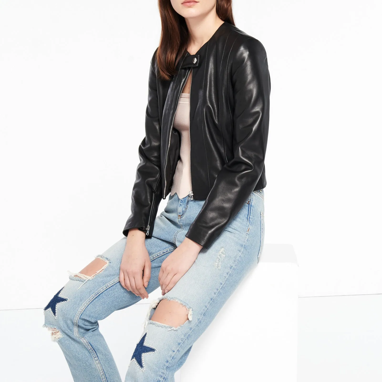Blouson 100% cuir d'agneau