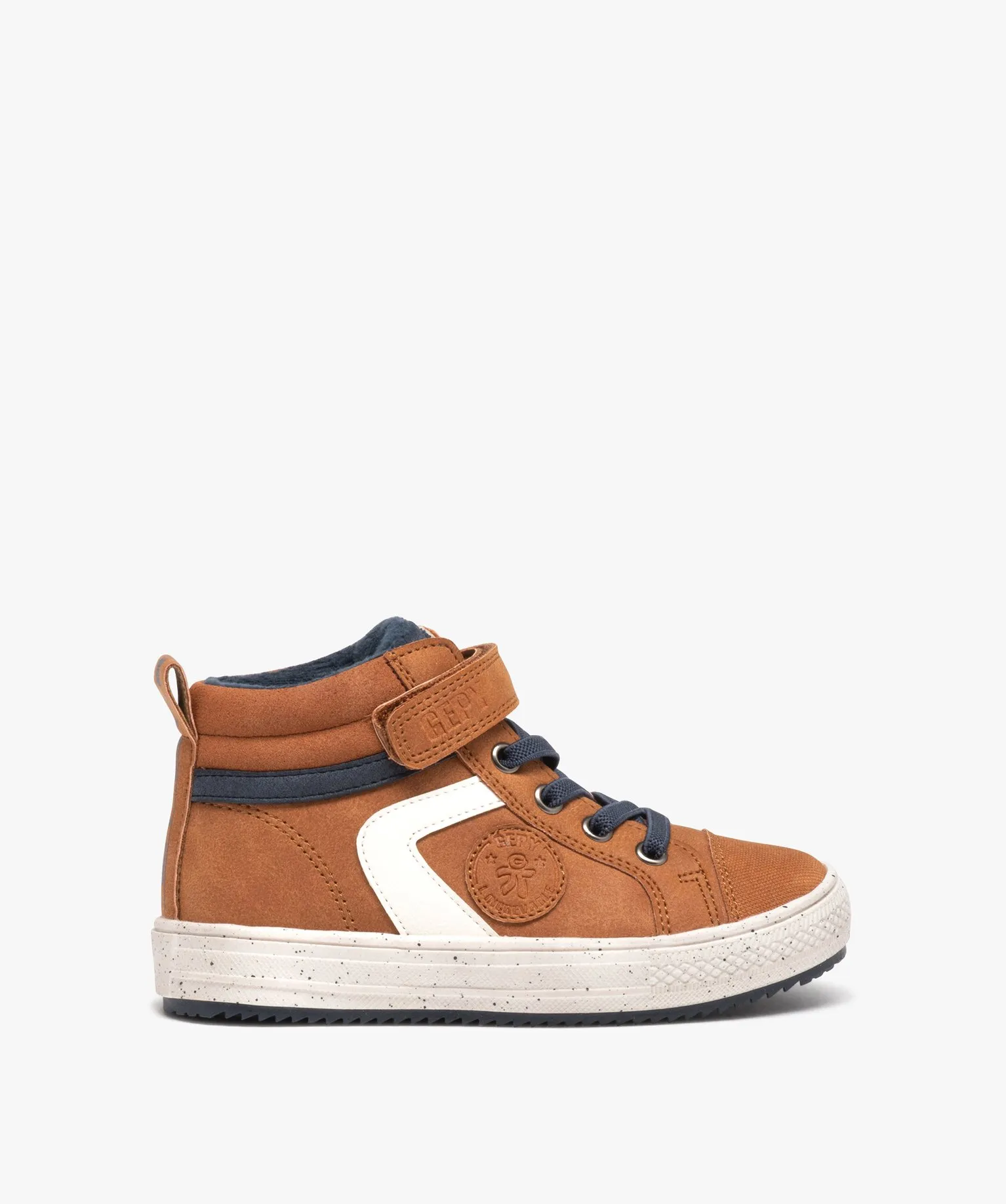 boots fourrees garcon bicolores en suedine et a semelle epaisse - gepy orange