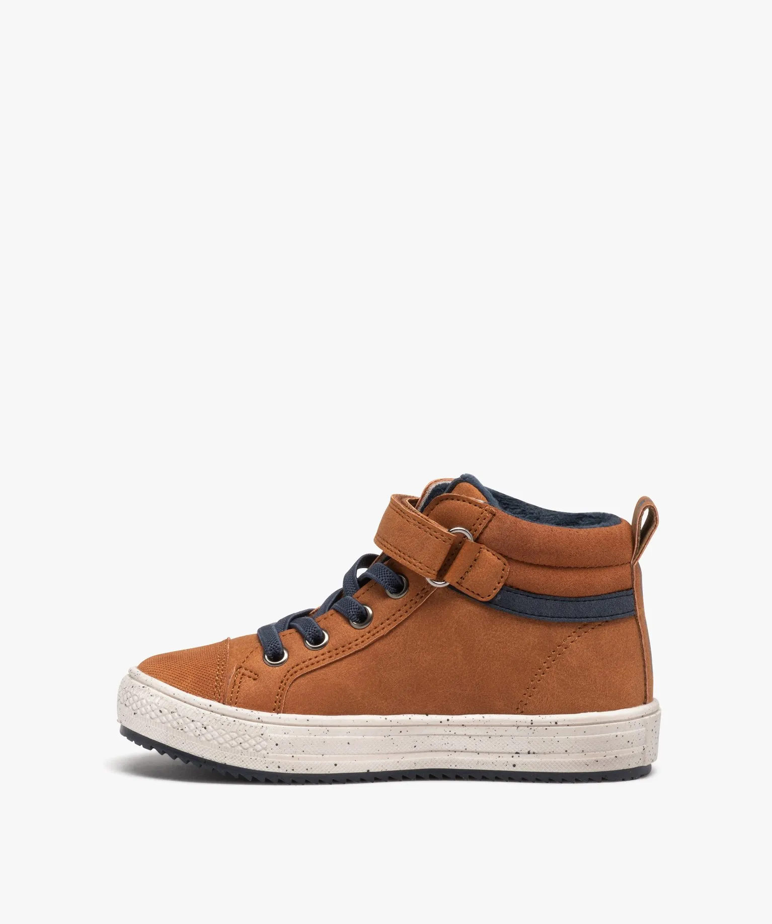 boots fourrees garcon bicolores en suedine et a semelle epaisse - gepy orange