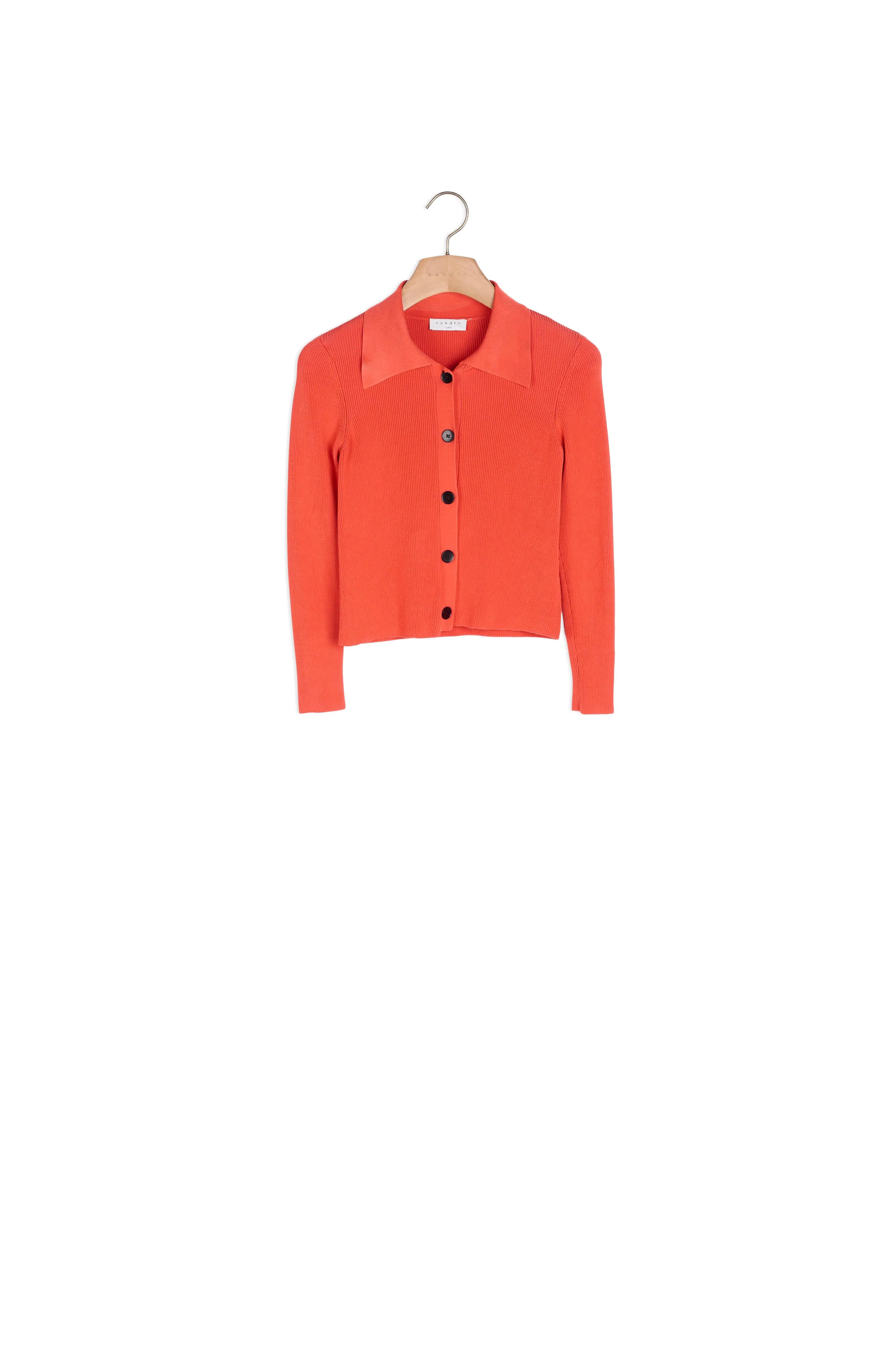 Cardigan court à col chemise