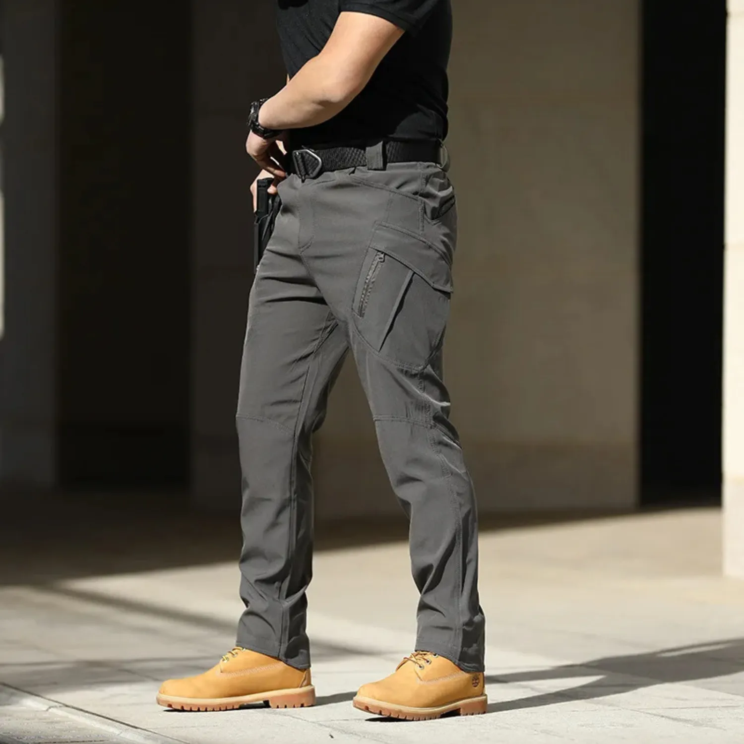 Cargo multi-poches respirant homme avec fermeture éclair