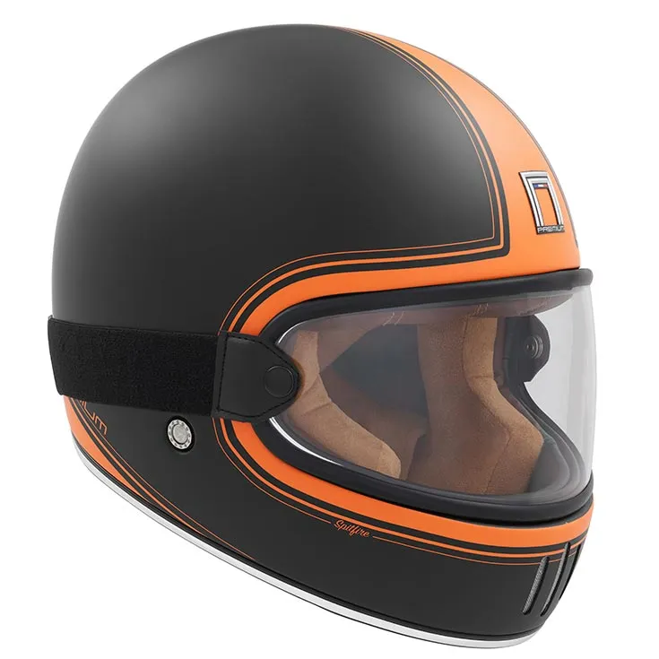 Casque Nox Premium Rage Spitfire orange mat, casque intégral vintage