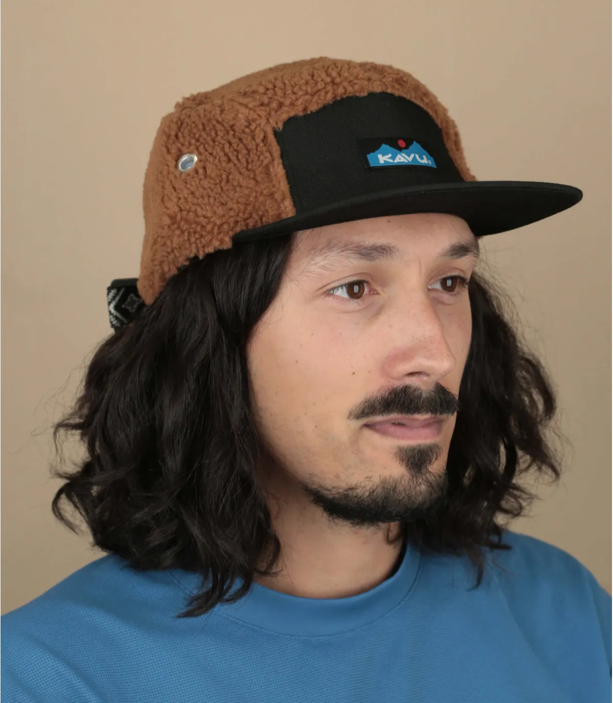 Casquette five panel noir marron sherpa - Fur Ball Camp redwood Kavu : Headict