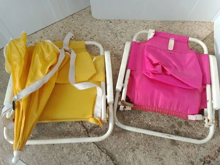 Chaise pliable avec parasol jaune et rose - Deva | Beebs