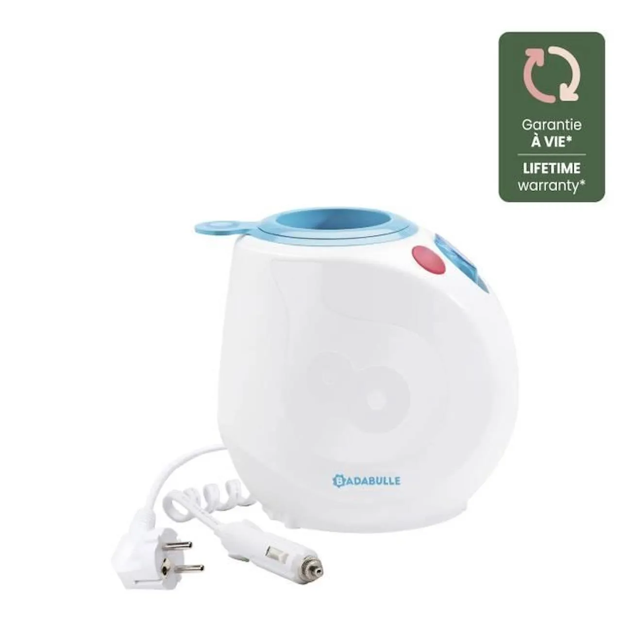 Chauffe-biberon vapeur Easy(+) Maison/Voiture - BADABULLE - Compatible avec tous les biberons et petits pots blanc - Badabulle