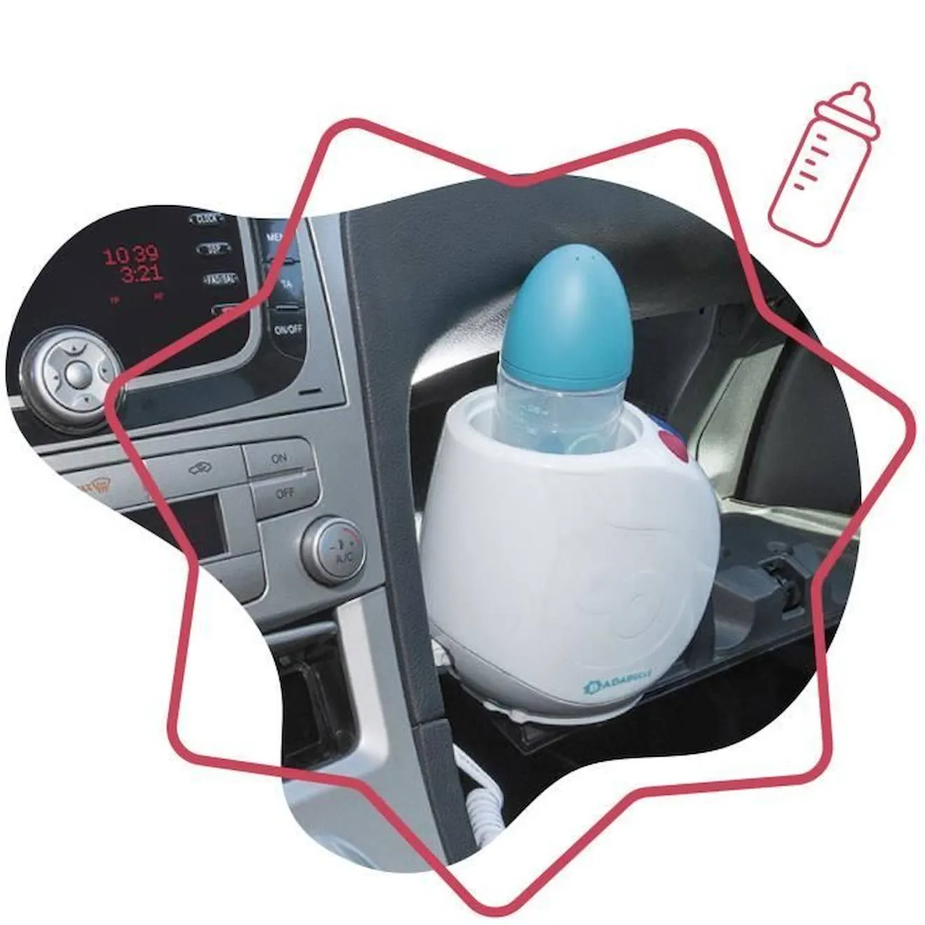 Chauffe-biberon vapeur Easy(+) Maison/Voiture - BADABULLE - Compatible avec tous les biberons et petits pots blanc - Badabulle
