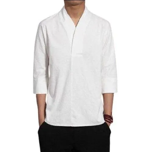 Chemise kimono Japonaise blanche Yan