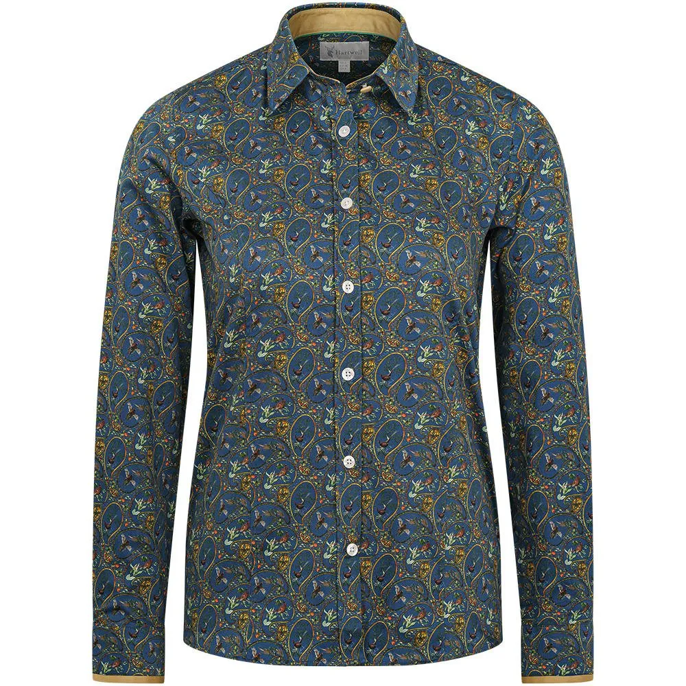 Chemise pour femme Hartwell » Layla «, bleu marine, motif » Paisley/Faisan «