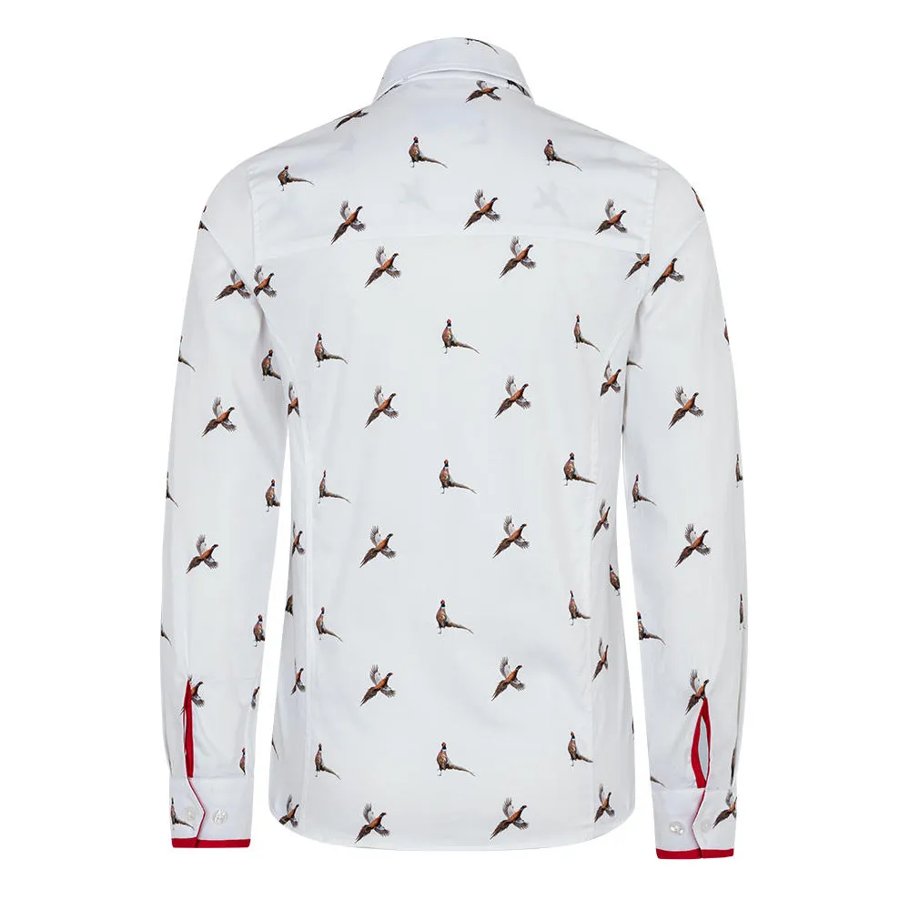Chemise pour femme Hartwell »Layla«, blanche, motif »Faisan & Amis«