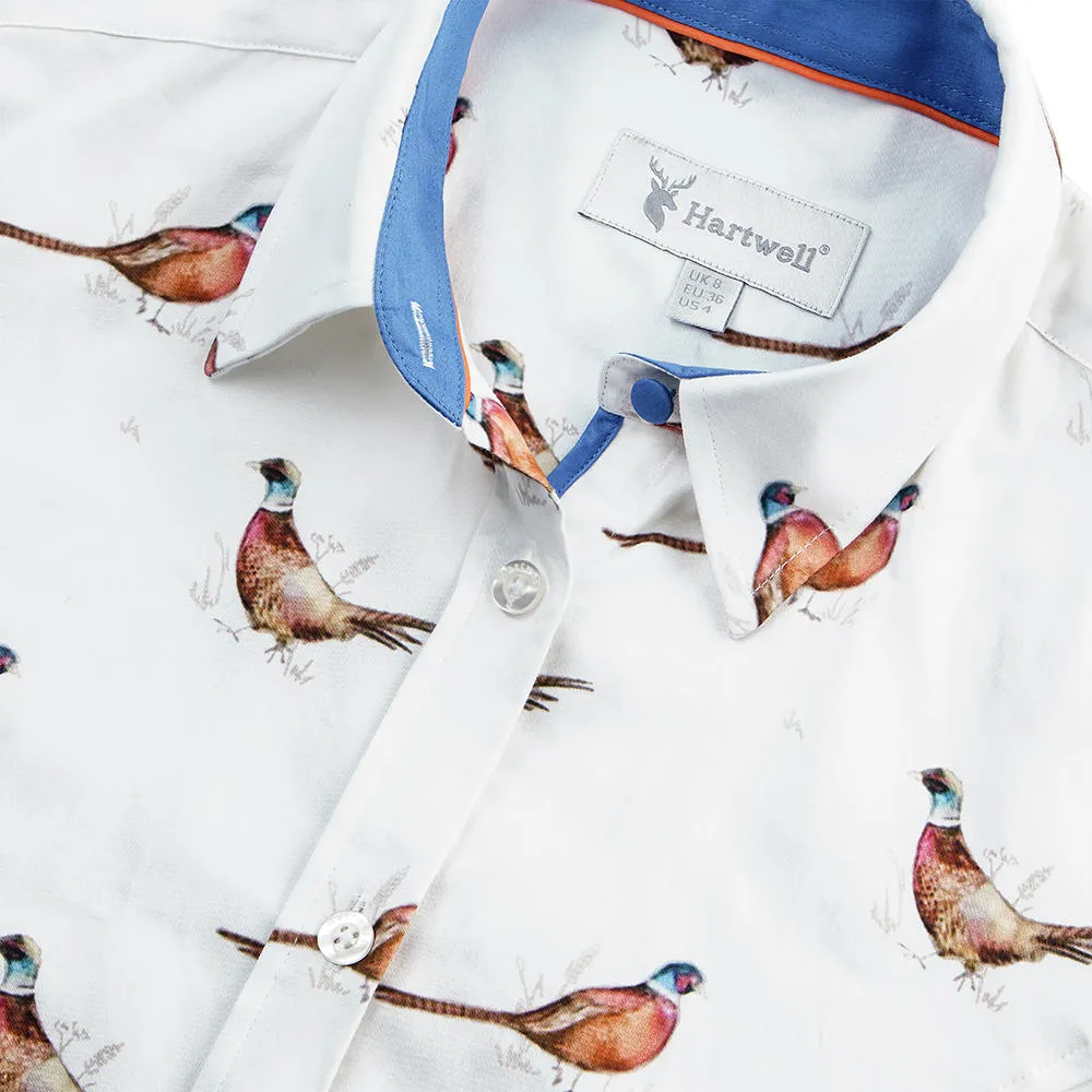Chemise pour femme Hartwell »Layla«, blanche, motif »Faisan 2«