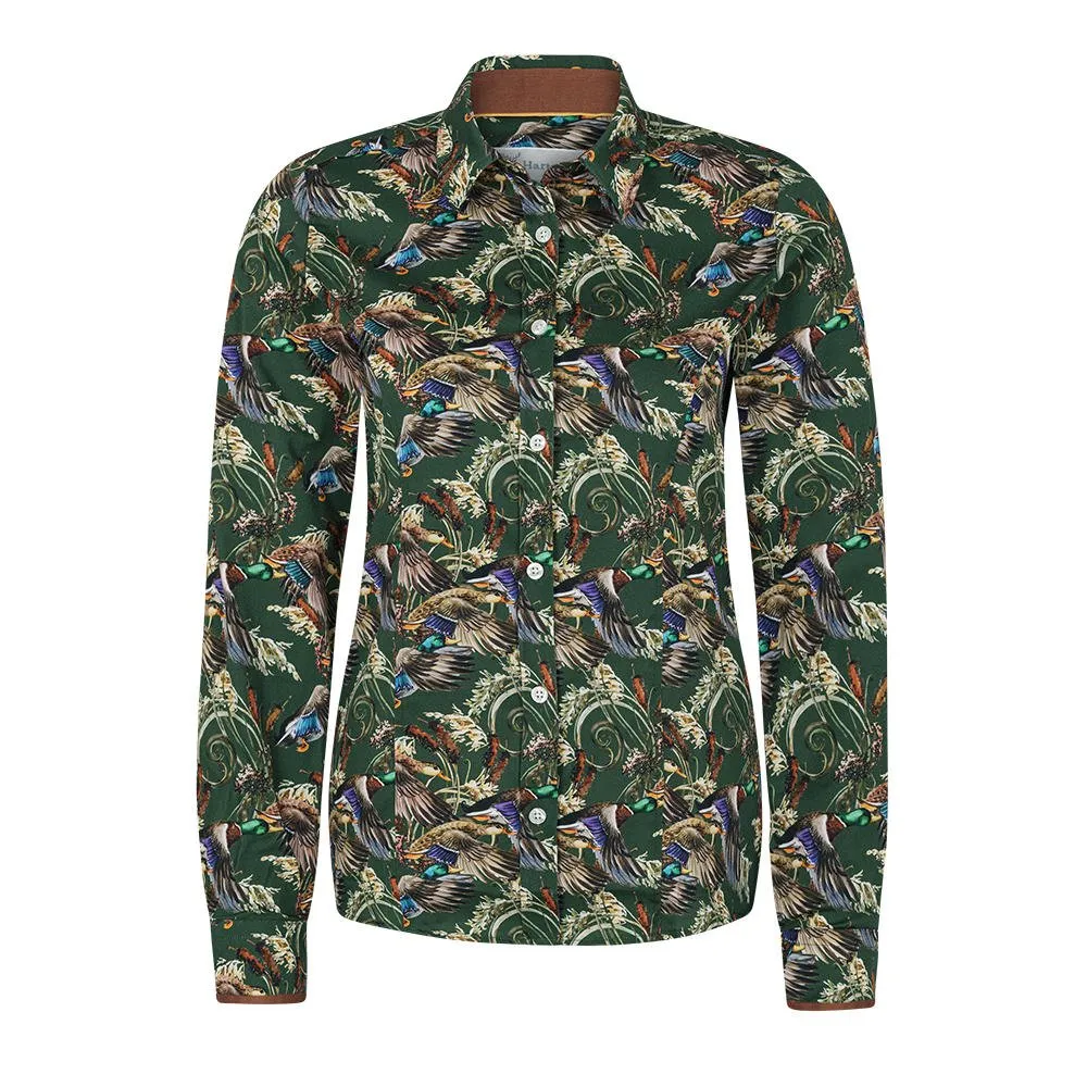 Chemise pour femme Hartwell »Layla«, verte, motif »Canards/Roseau«