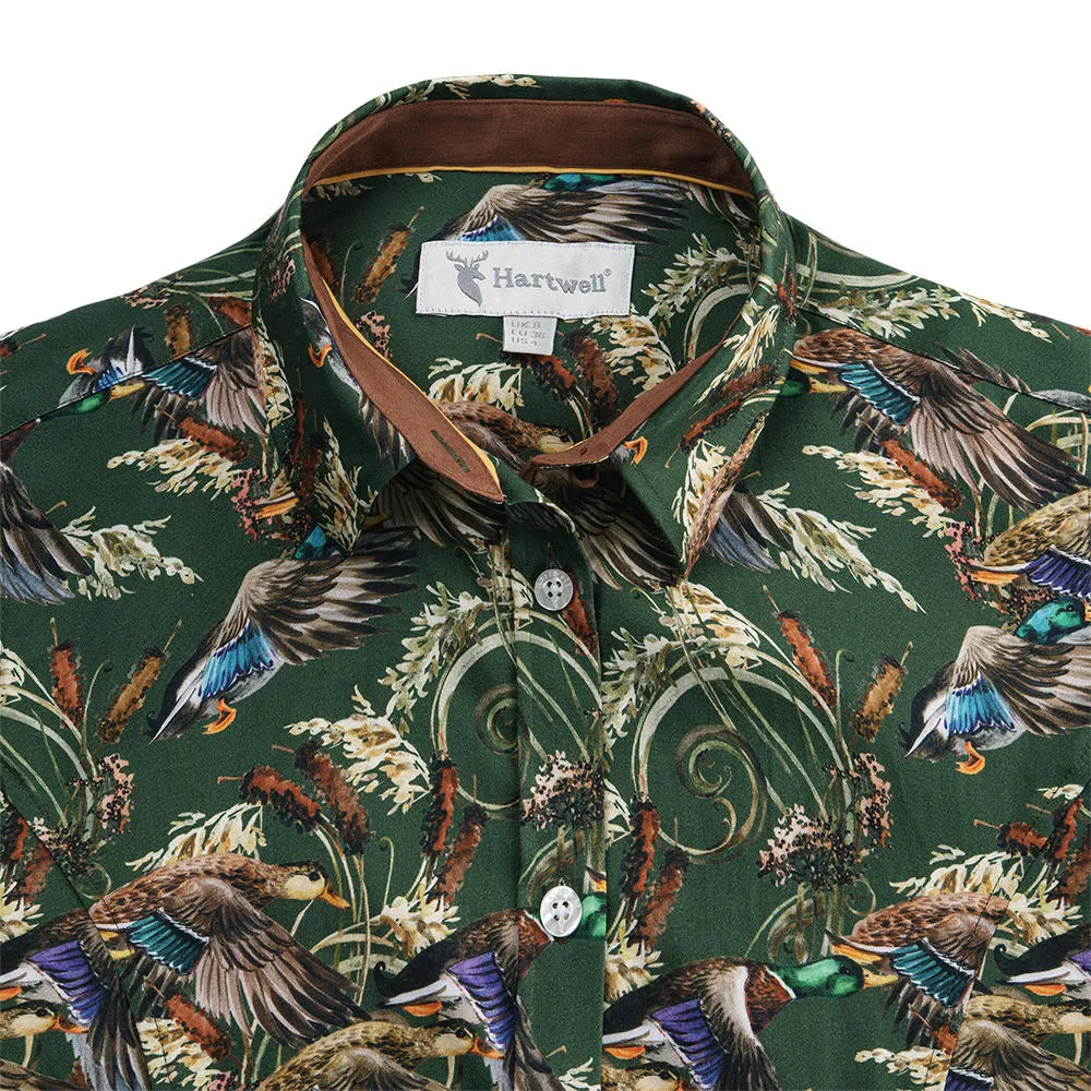 Chemise pour femme Hartwell »Layla«, verte, motif »Canards/Roseau«