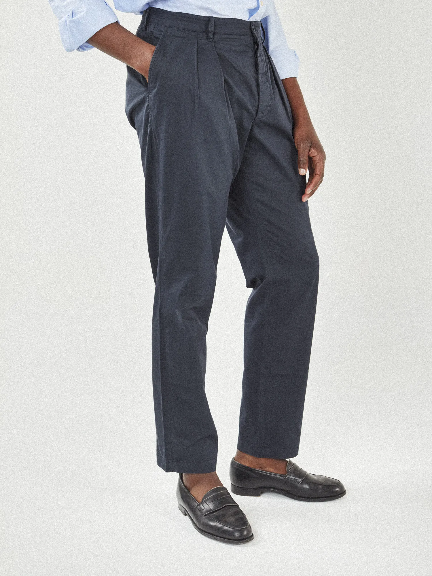 Chino 2 pinces toile d'été marine