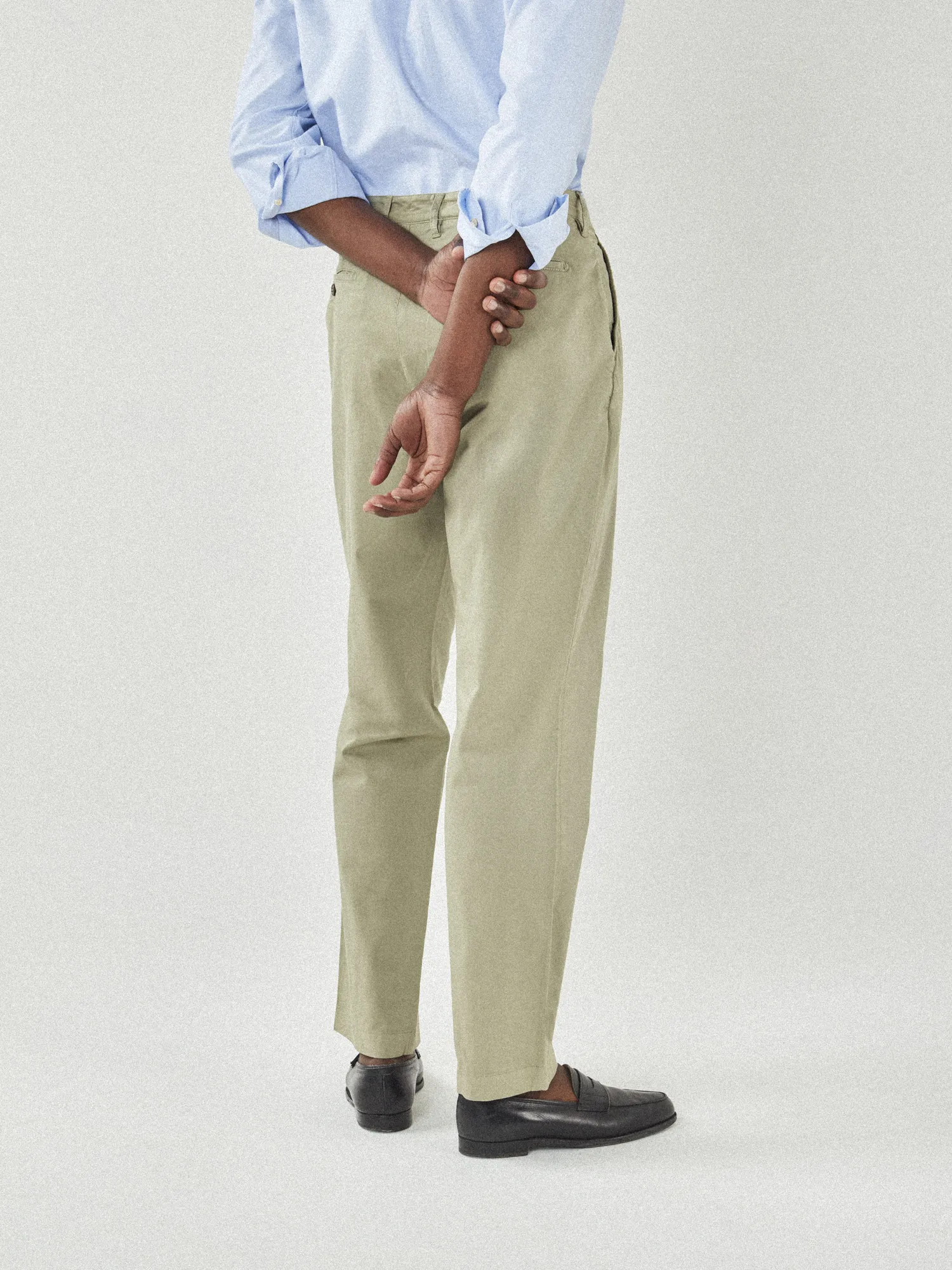 Chino 2 pinces toile d'été olive