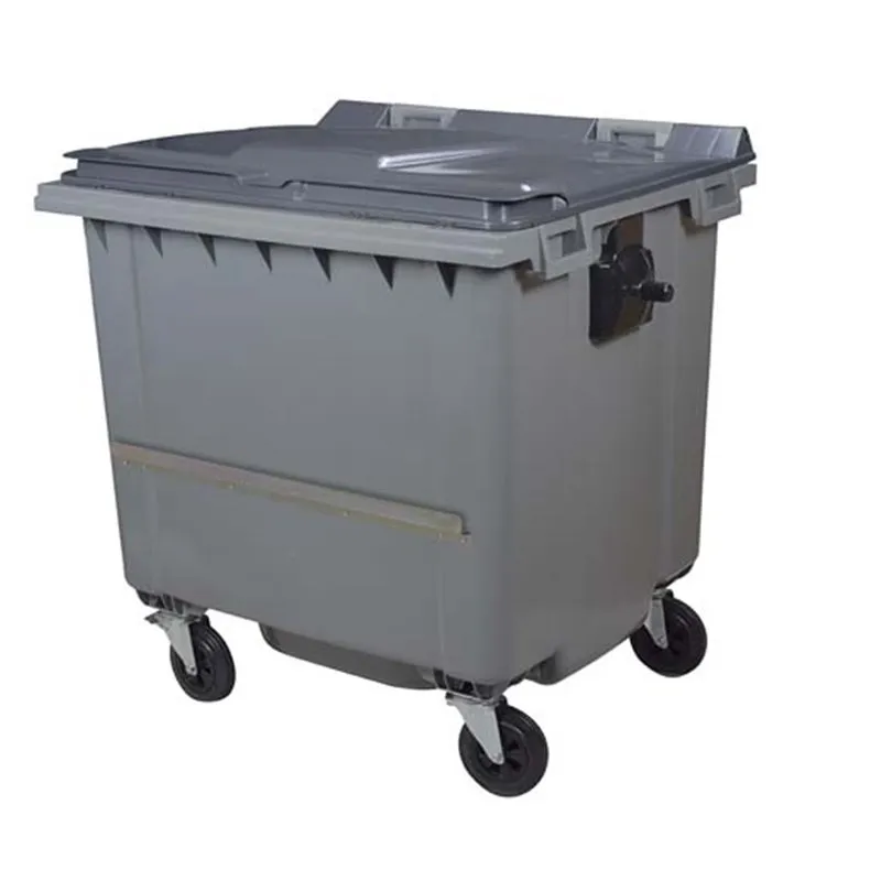 CONTENEUR KOROK 4 ROUES - 1000L - AVEC BARRE VENTRALE - GRIS / GRIS