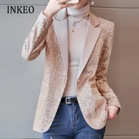 Costume Blazer Pailleté Femme – Veste Bouton Unique – Manteau Club Élégant – Nouvelle Collection Blazer À Pois