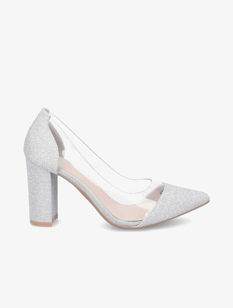 Escarpins en plexi à paillettes