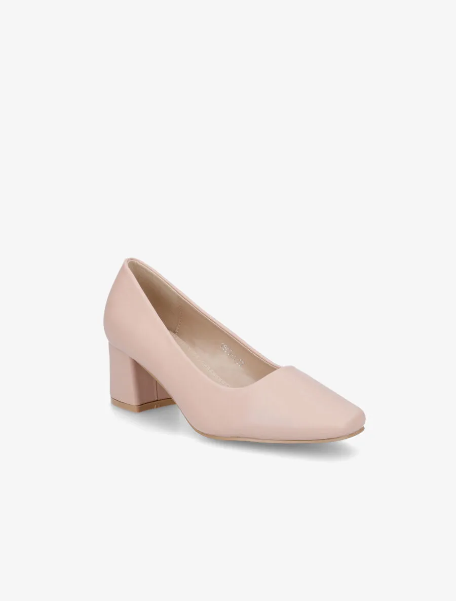 Escarpins mi-haut talon carré - Nude