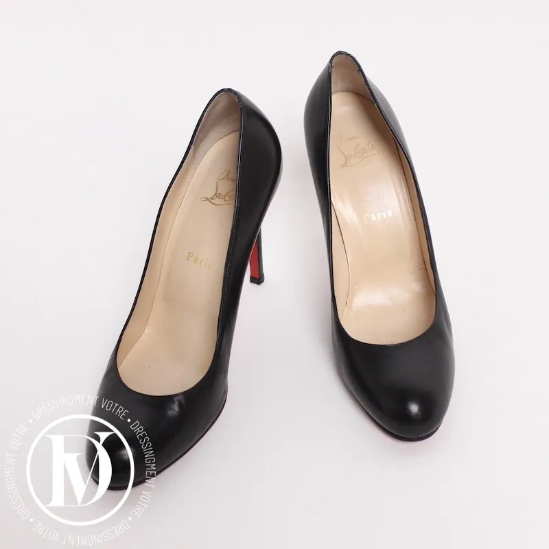 Escarpins Simple Pump 100 en cuir noir p.38,5 – Christian Louboutin