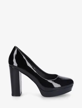 Escarpins vernis à talon épais - Noir