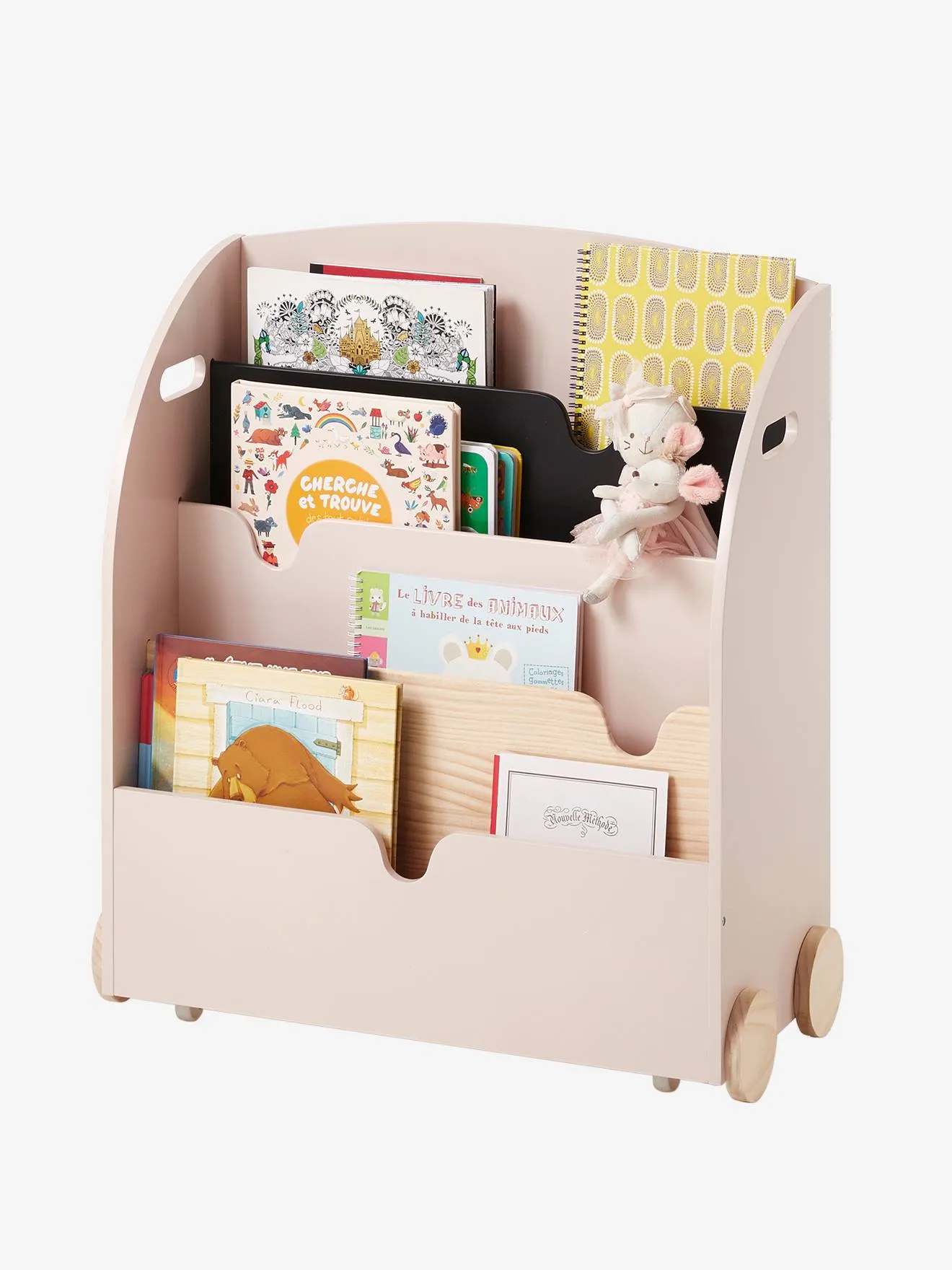 Etagère pour livres à roulettes LIGNE SCHOOL blanc - Vertbaudet