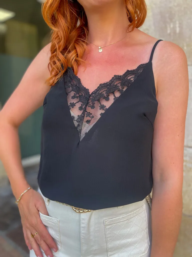 Gaston top dentelle noir