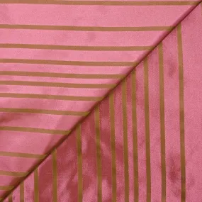 Jacquard de polyester satiné à rayures fond rose