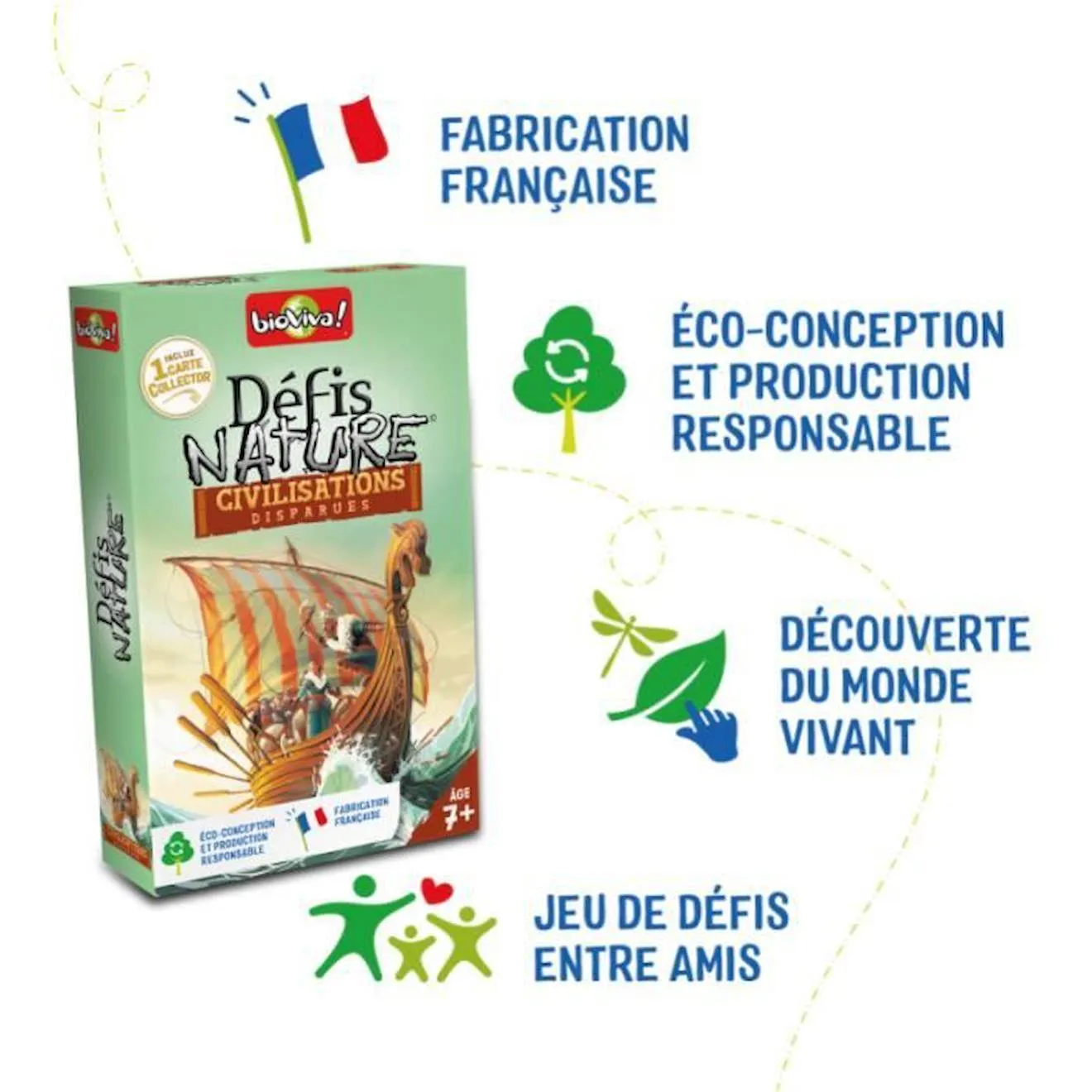 Jeu de cartes Bioviva - Défis Nature Civilisations Disparues blanc - Bioviva