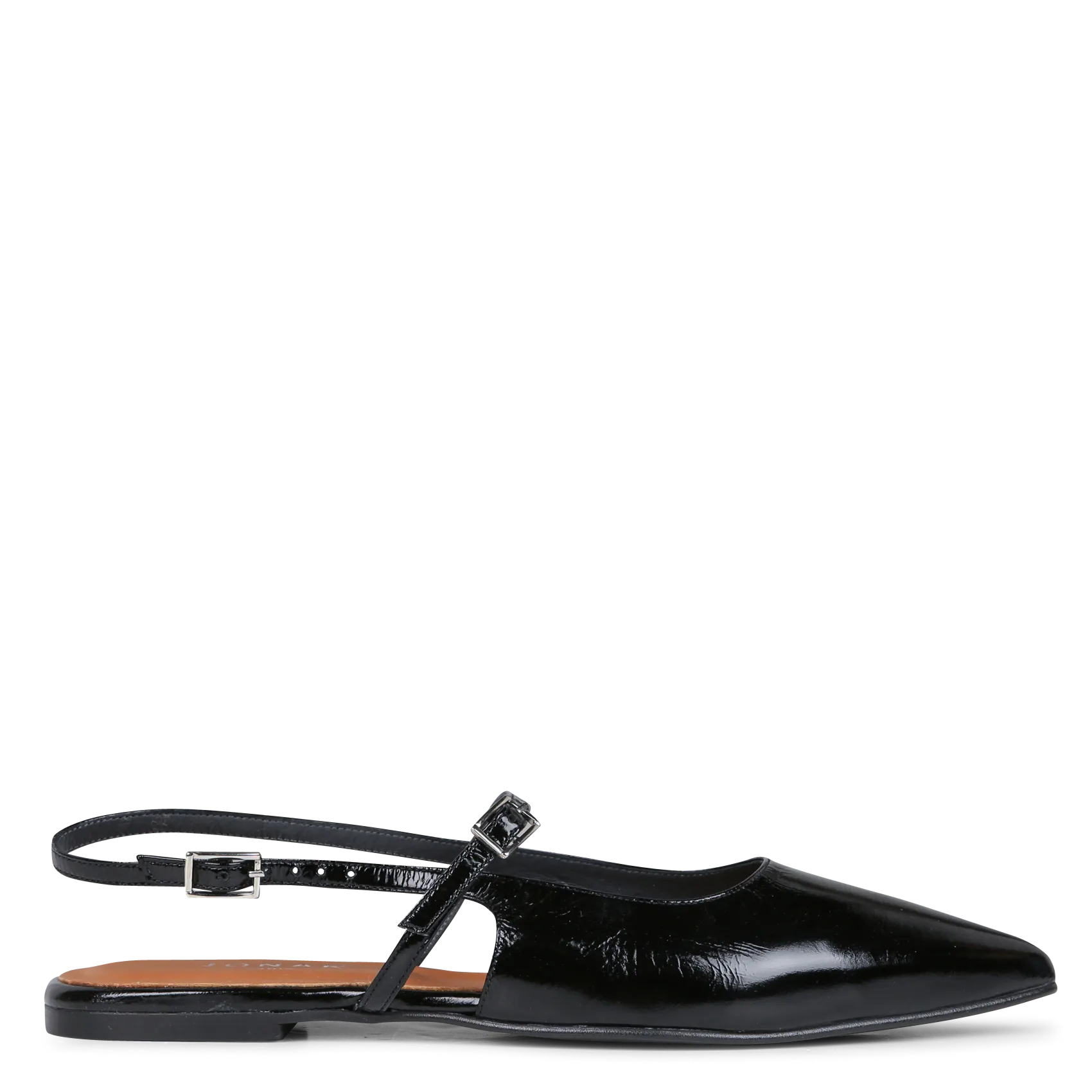 JONAK  Ballerines en cuir pointues dura - Noir