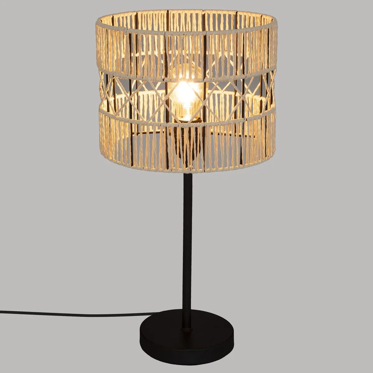LAMPE DROITE COSY NOIRR NATUREL H.47CM