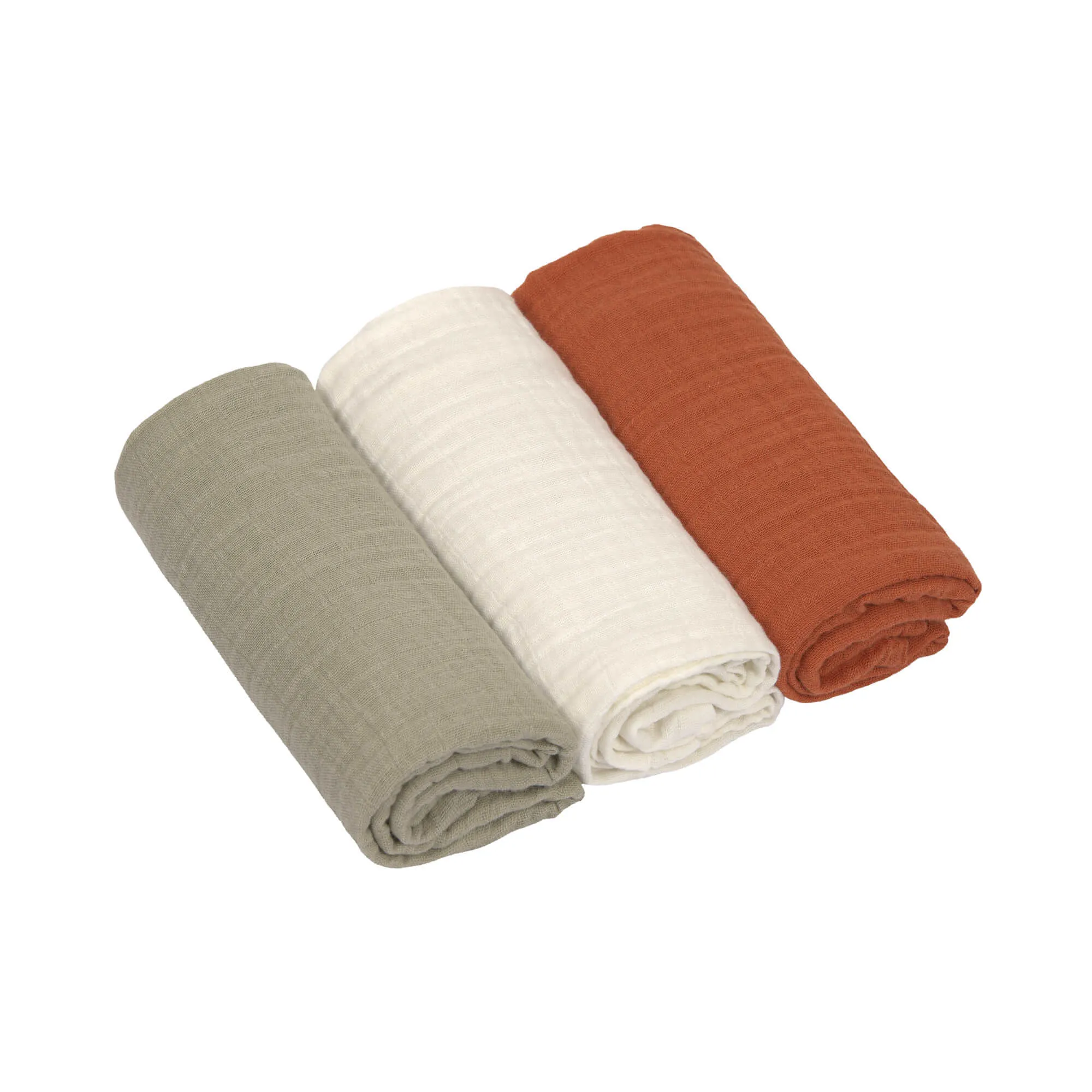 Lange mousseline M (3 pcs), Little Forest Rouille Olive Blanc | Lässig