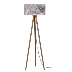 Lobos Lampadaire 1xE27 Max.60W Chêne huilé/Transparent/Gris-Bleu | 3 Suisses