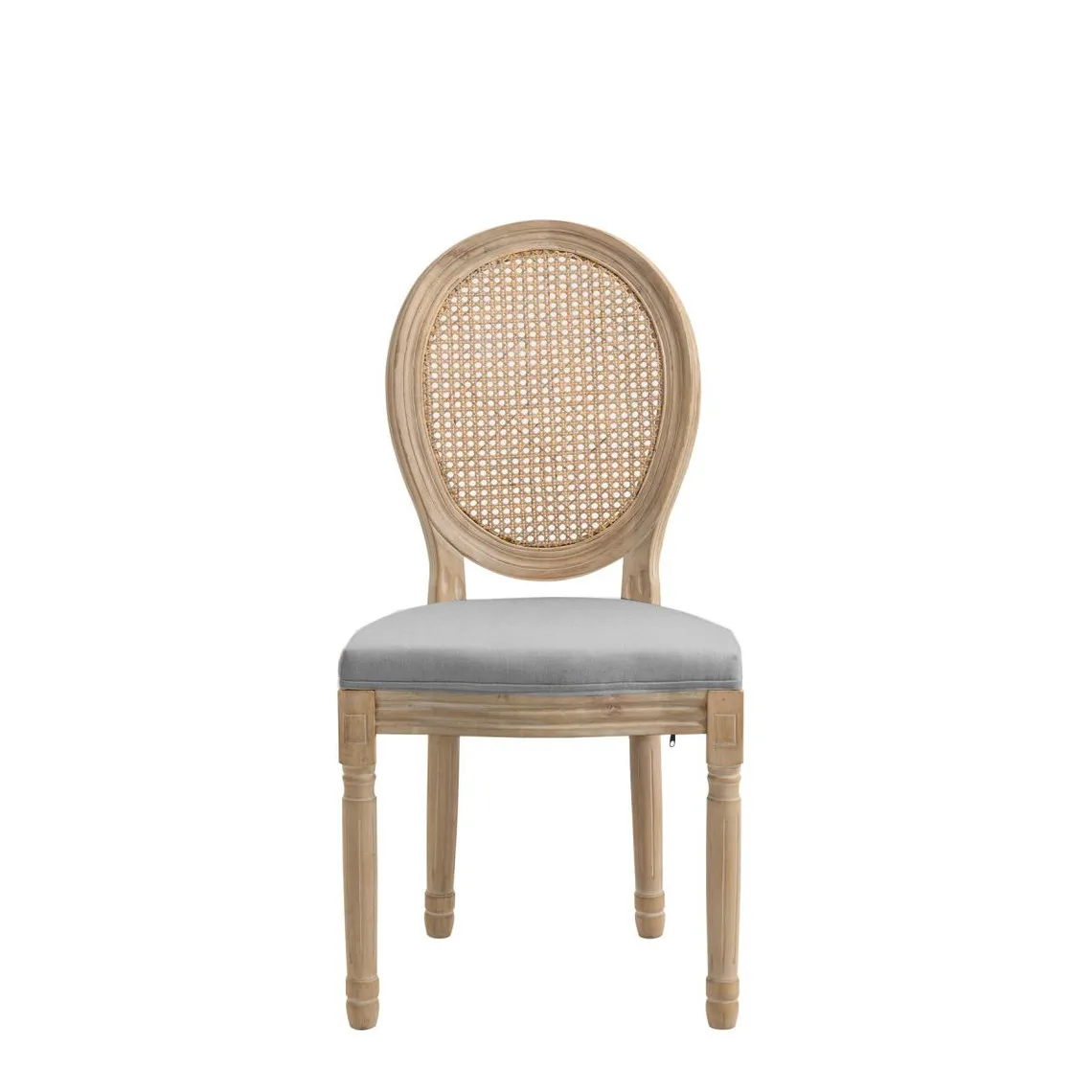 Lot de 2 chaises cannage rotin et tissu gris | 3 Suisses
