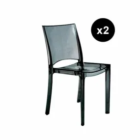 Lot De 2 Chaises Design Gris Transp. Crystal Nilo | 3 Suisses