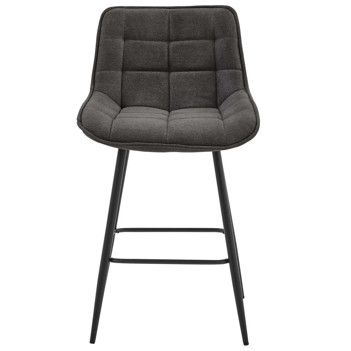 lot de 2 fauteuils de bar en tissu Gris souris et métal noir | 3 Suisses