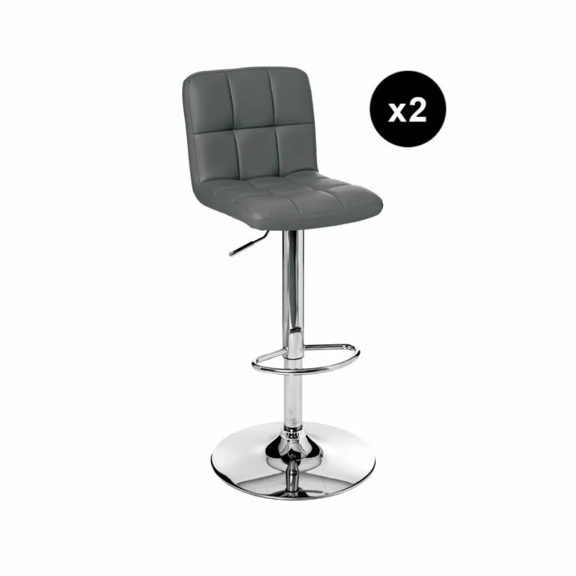 Lot de 2 tabourets de bar gris 