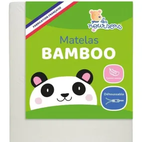 Matelas Bébé / Enfant Bamboo - 70x140 cm - Déhoussable - Sans Traitement chimique - Fabrication Française blanc - Les Noursons