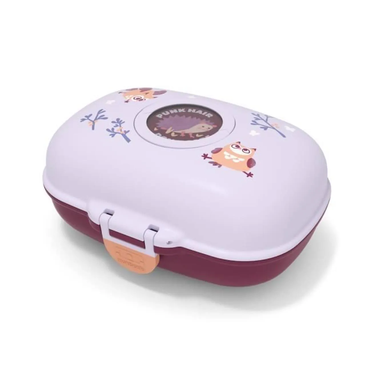 MONBENTO - Boîte à Goûter Snack Box Hermétique - Idéal Pour Ecole ou Parc - MB Gram mauve Owly blanc - MonBento