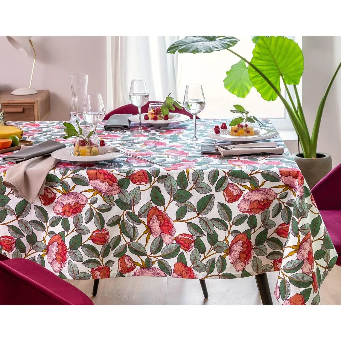 Nappe  NAPROSE rose en coton  | 3 Suisses