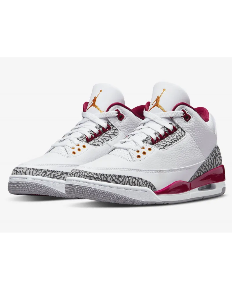 Nike Air Jordan 3 Cardinal Rouge Ciment Gris Elephant Gold Blanc