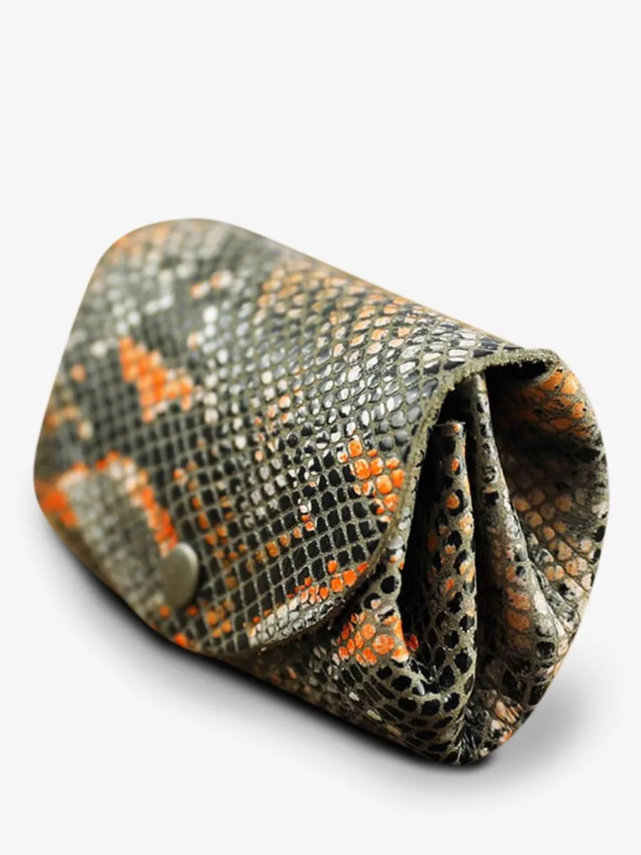 ORANGE LEATHER PURSE LeGustave Python - Orange