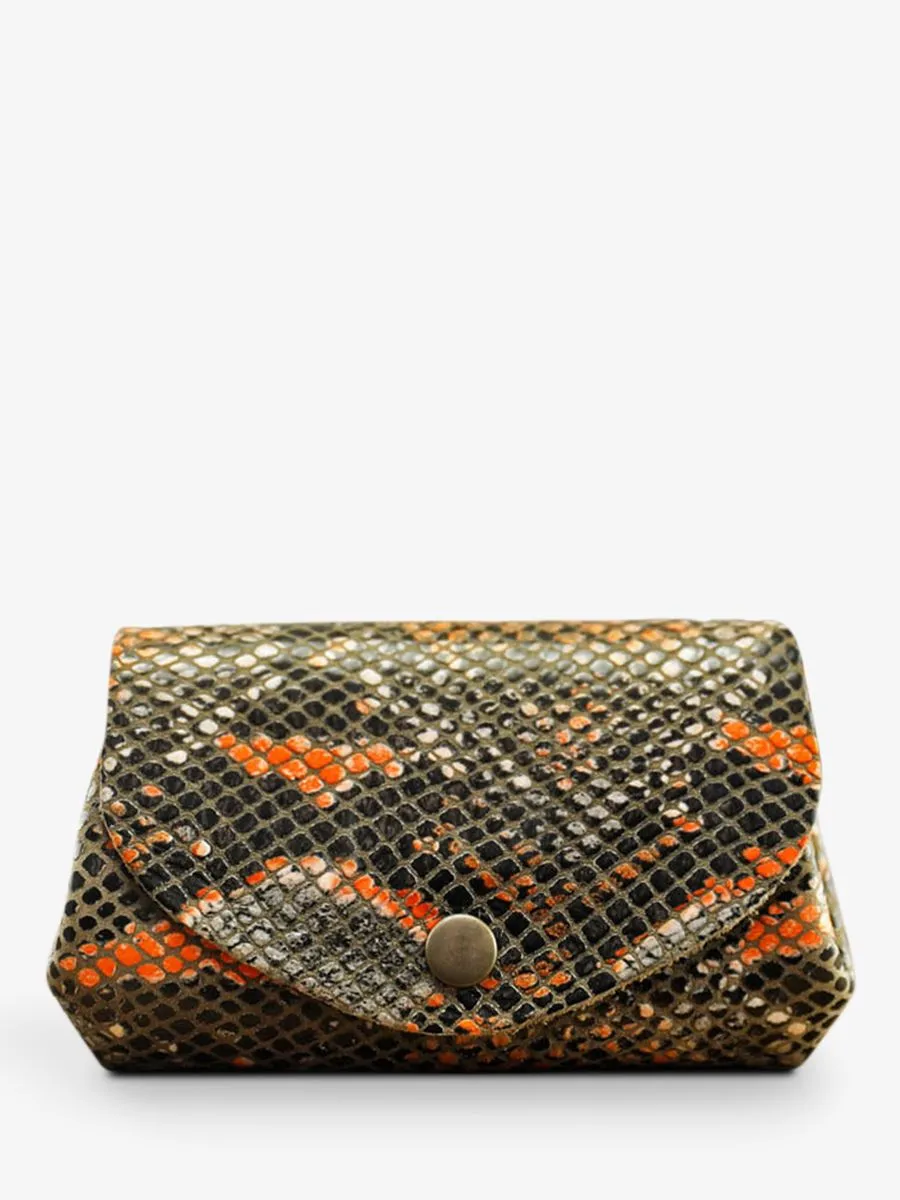 ORANGE LEATHER PURSE LeGustave Python - Orange