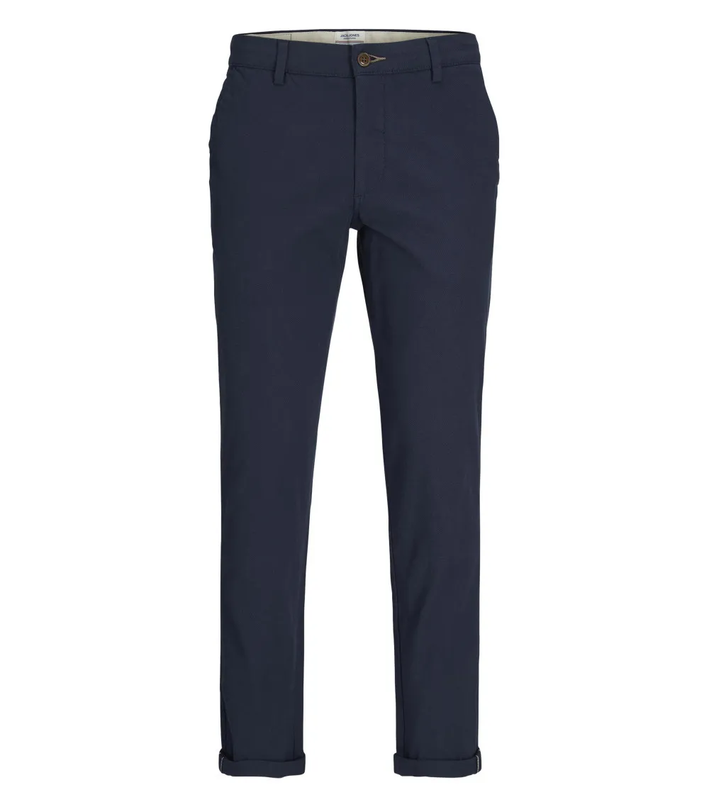 Pantalon chino avec une coupe slim Premium Marco en coton mélangé bleu marine
